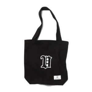 Women's - House of V - Black Varsity Chenille Patch Heavyweight Canvas Tote Bag