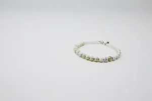 Women's Howlite, Moonstone, and Stardust Silver Bead Bracelet