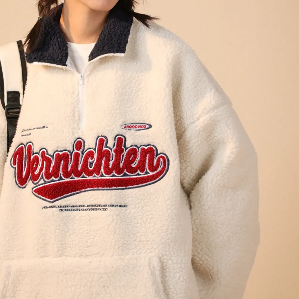 Women's Letter Embroidery Polo Coat