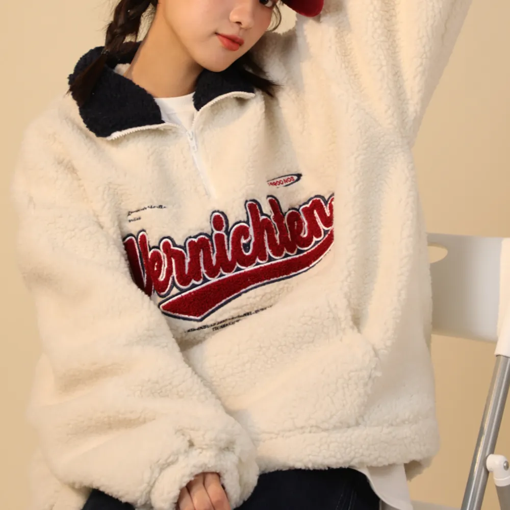 Women's Letter Embroidery Polo Coat