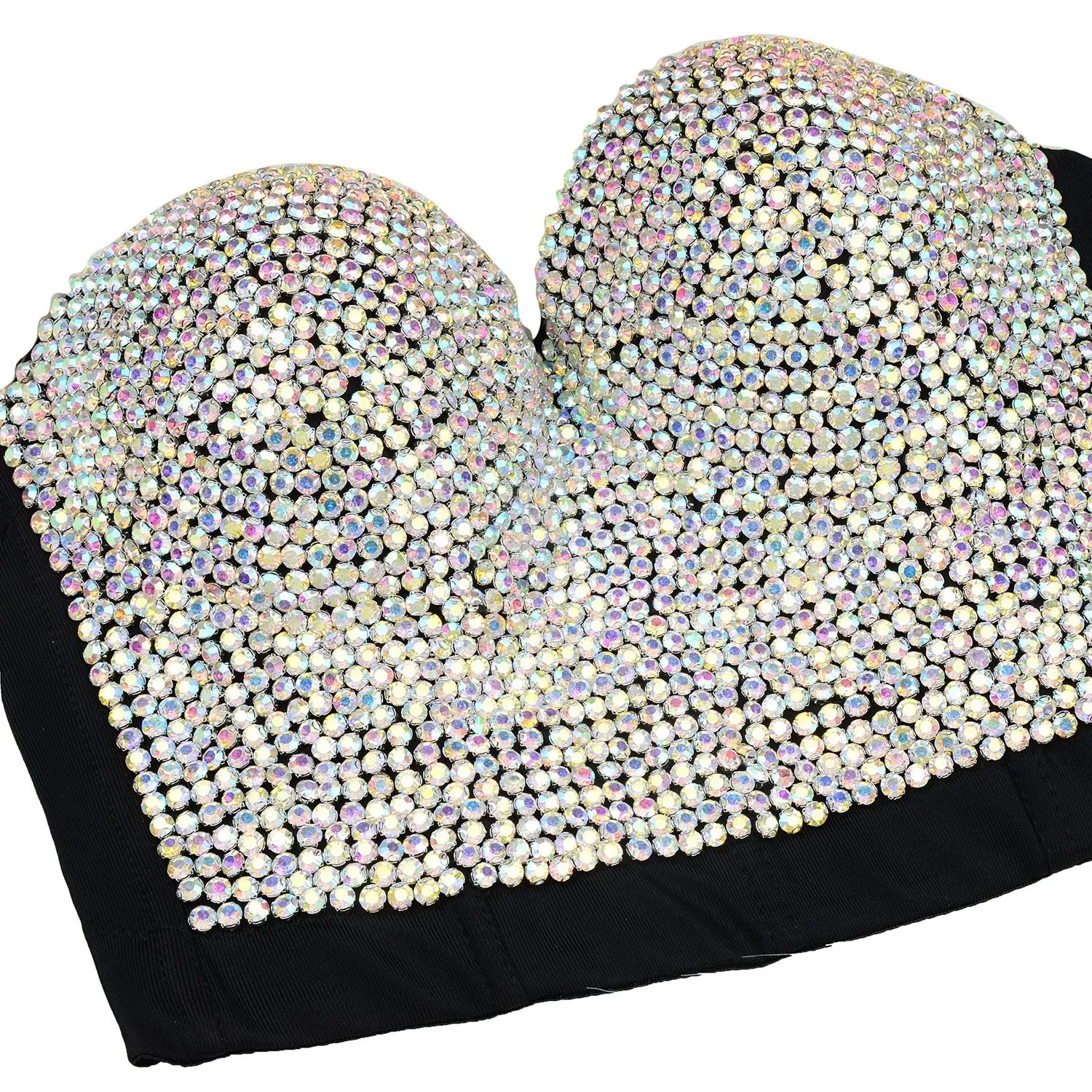 Women's Luxury Multicolor Rhinestone Diamond Bustier Sexy Crop Top Club Party Corset Bra