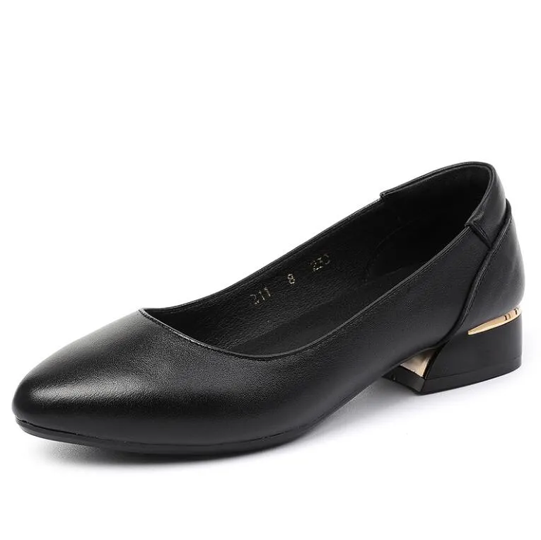 Women's Petite Size Leather Low Heel Pumps DS131