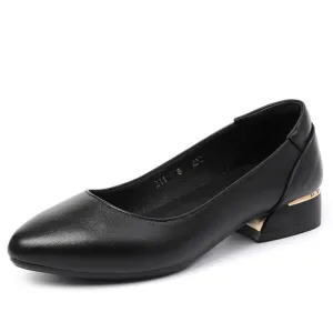 Women's Petite Size Leather Low Heel Pumps DS131