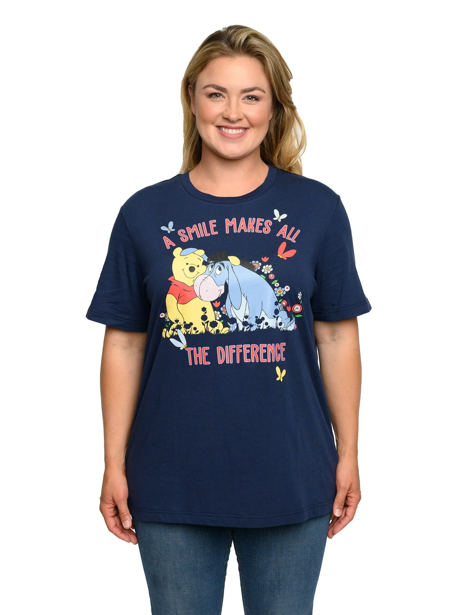 Women's Plus Size Disney Winnie The Pooh & Eeyore T-Shirt Navy (Size 1X Only)