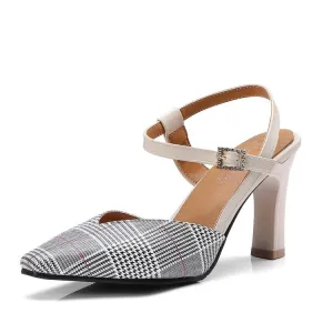 Women's Pointed Toe Rhinestone Buckle High Heel Stiletto Sandals