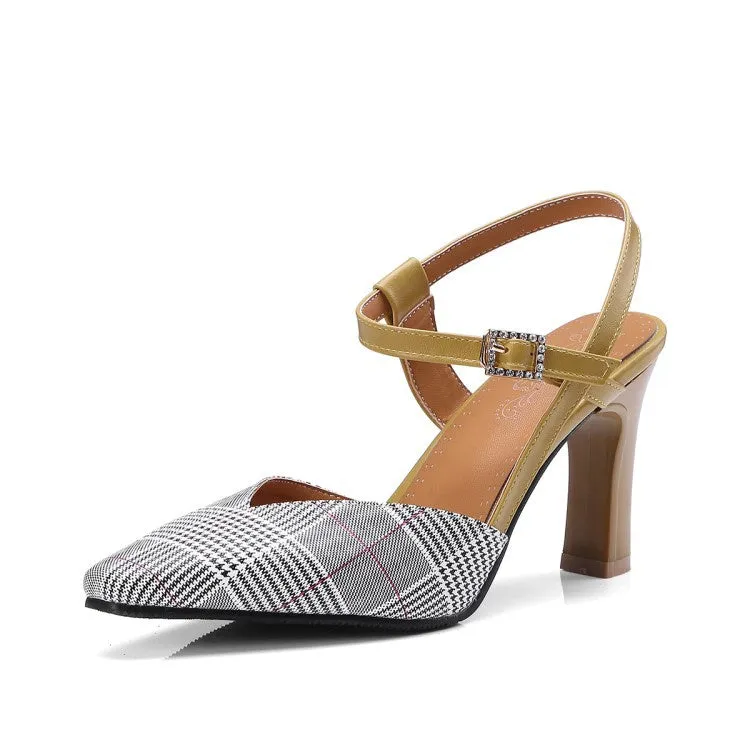 Women's Pointed Toe Rhinestone Buckle High Heel Stiletto Sandals