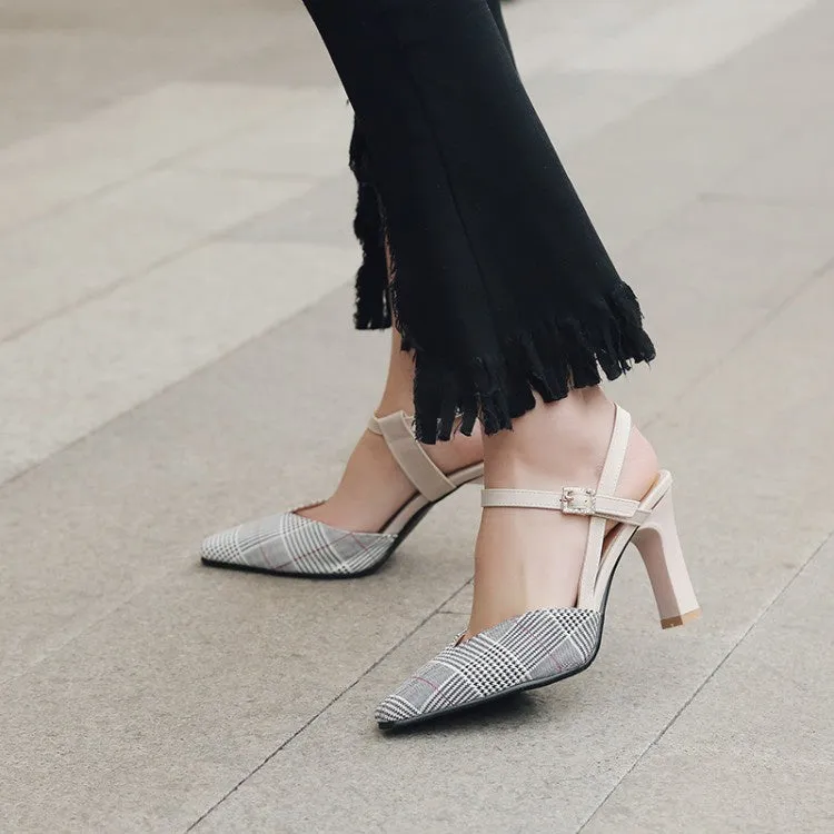 Women's Pointed Toe Rhinestone Buckle High Heel Stiletto Sandals