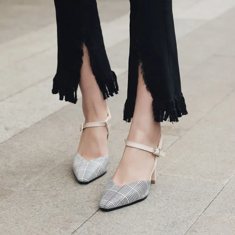 Women's Pointed Toe Rhinestone Buckle High Heel Stiletto Sandals
