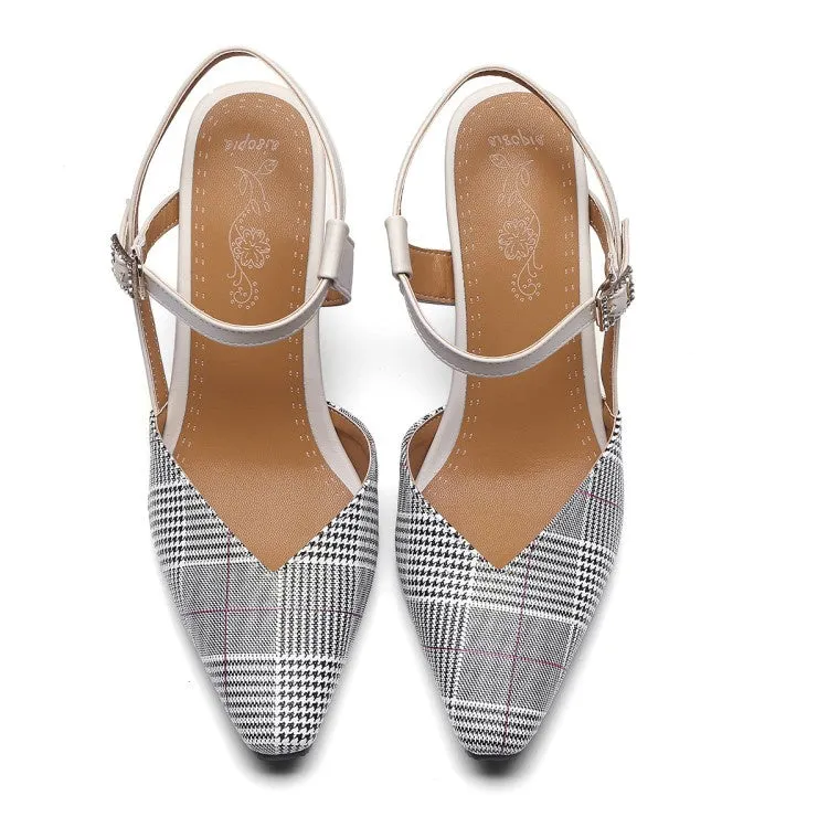Women's Pointed Toe Rhinestone Buckle High Heel Stiletto Sandals
