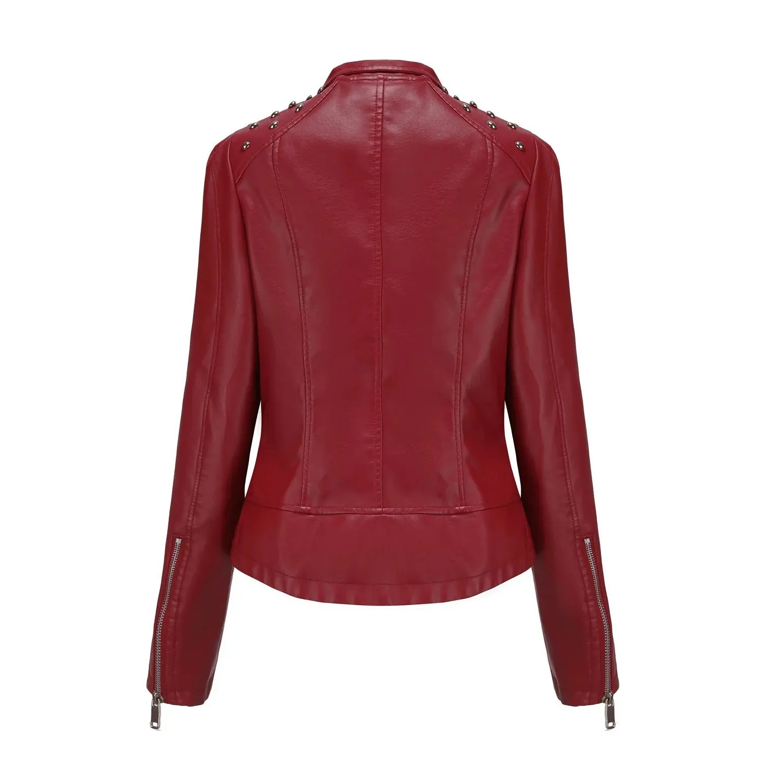 Women's Punk Rivet  Collar Slim Casual Ladies Leather Jacket