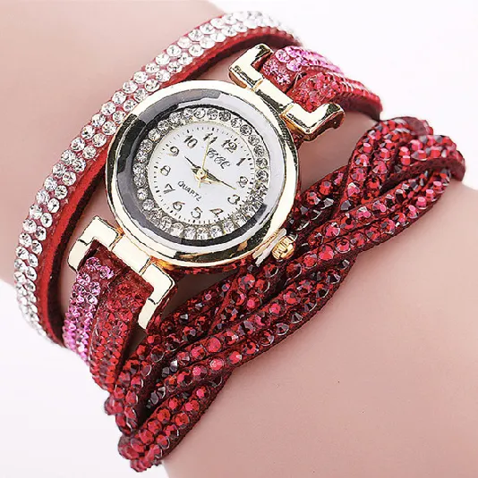 Women's Rhinestone Braided Bracelet Watch