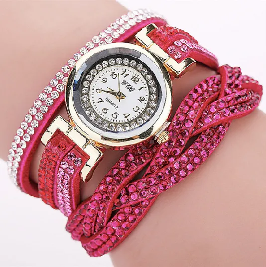 Women's Rhinestone Braided Bracelet Watch