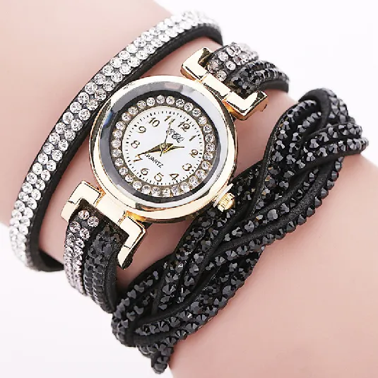 Women's Rhinestone Braided Bracelet Watch