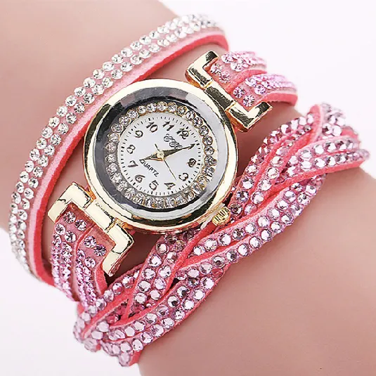 Women's Rhinestone Braided Bracelet Watch