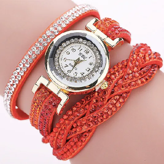 Women's Rhinestone Braided Bracelet Watch