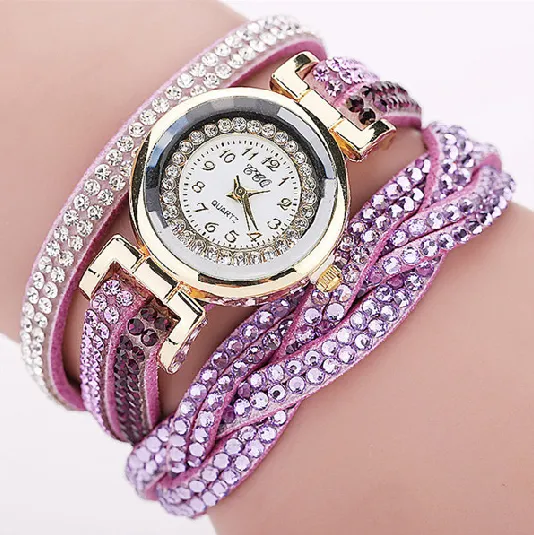 Women's Rhinestone Braided Bracelet Watch
