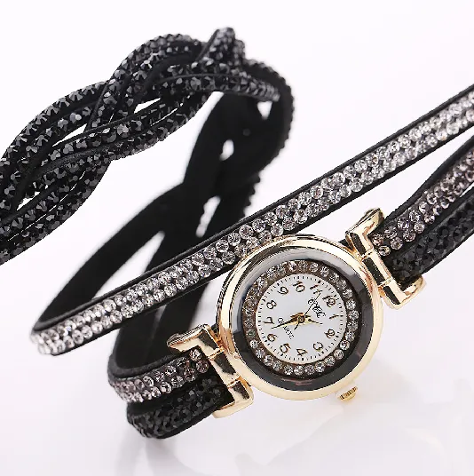 Women's Rhinestone Braided Bracelet Watch