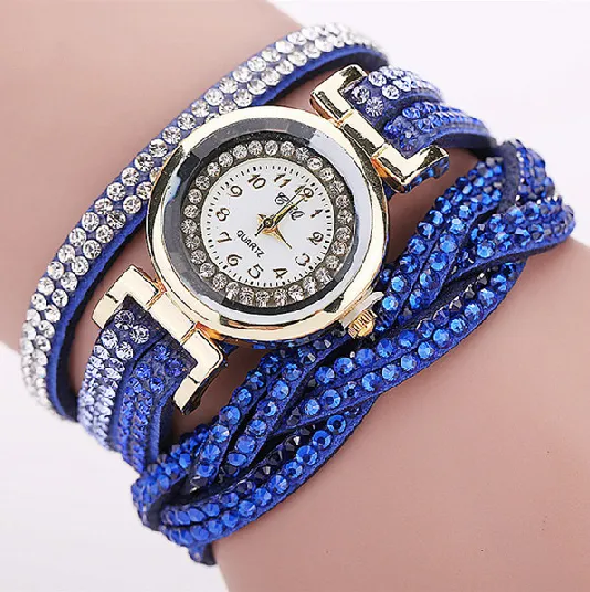 Women's Rhinestone Braided Bracelet Watch