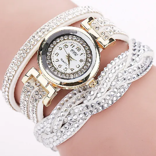 Women's Rhinestone Braided Bracelet Watch