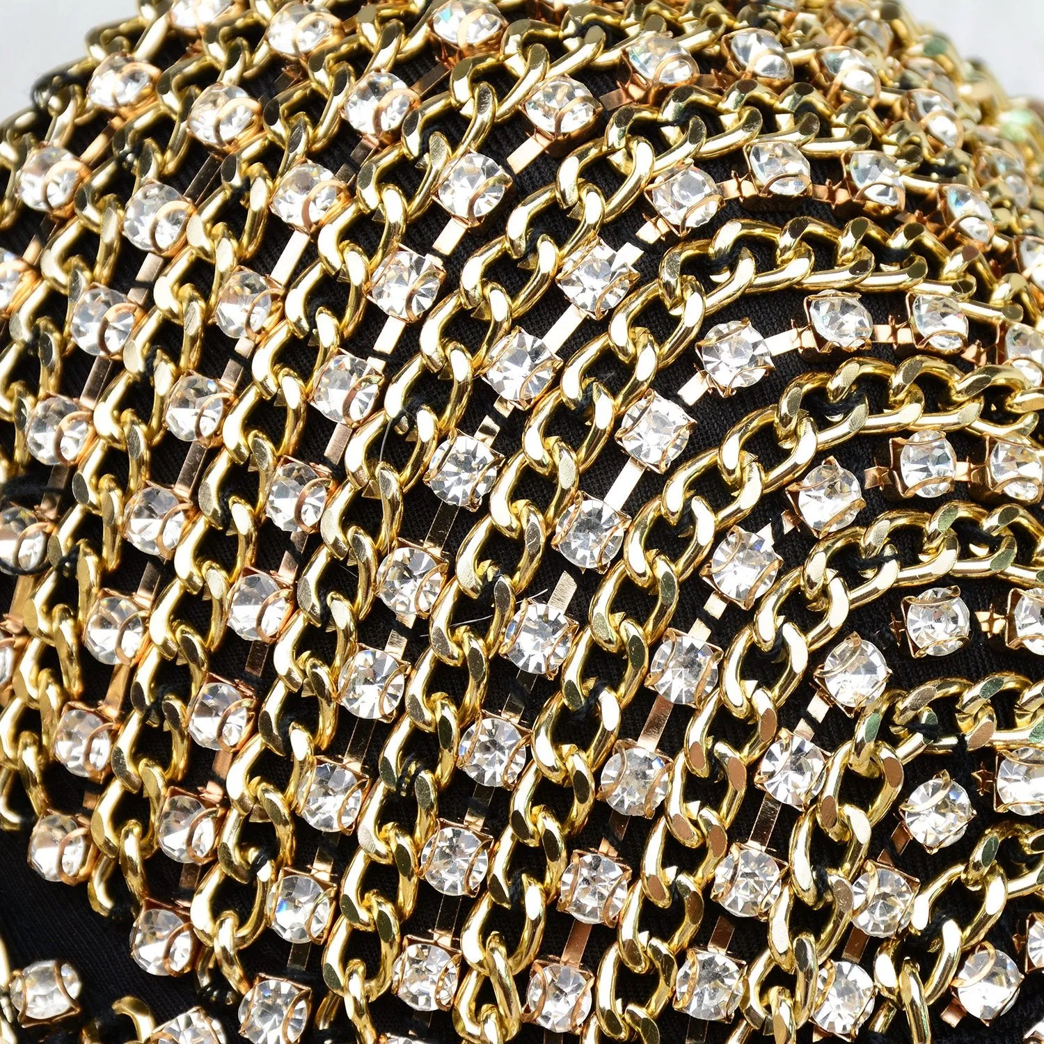 Women's Rhinestone Diamond Chain Bustier Crop Top Corset Top Bralet Gold