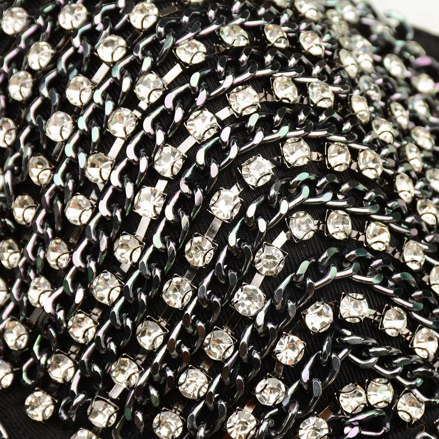 Women's Rhinestone Diamond Chain Bustier Crop Top Corset Top Bralet Silver