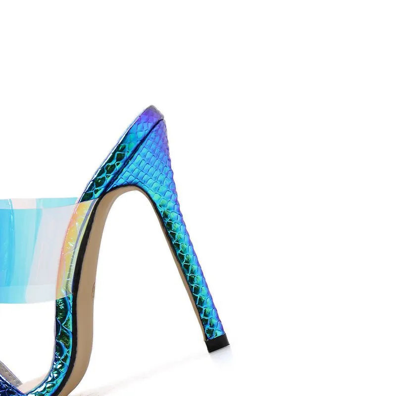 Women's Sandals and Slippers Transparent PVC Color Fish Mouth Sexy Thin High Heel