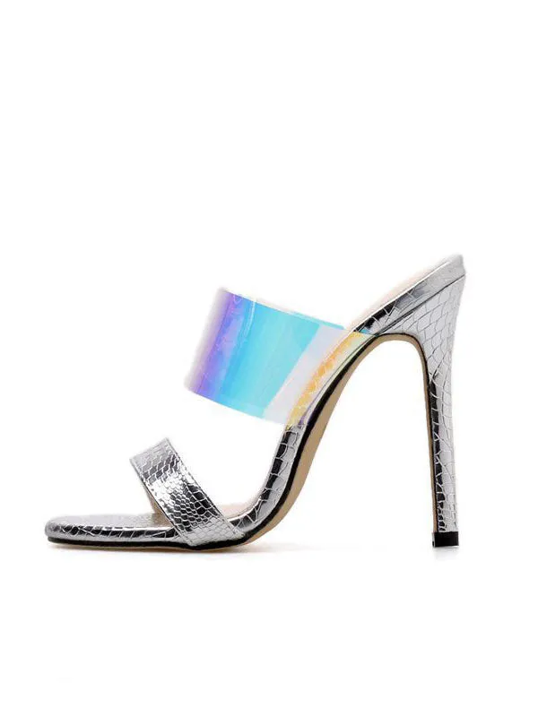 Women's Sandals and Slippers Transparent PVC Color Fish Mouth Sexy Thin High Heel