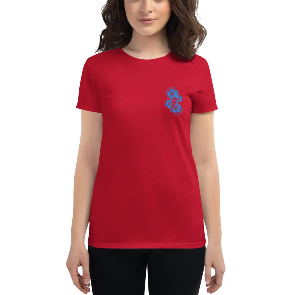 Women's short sleeve Live Free Live Now - Teal Embroidery
