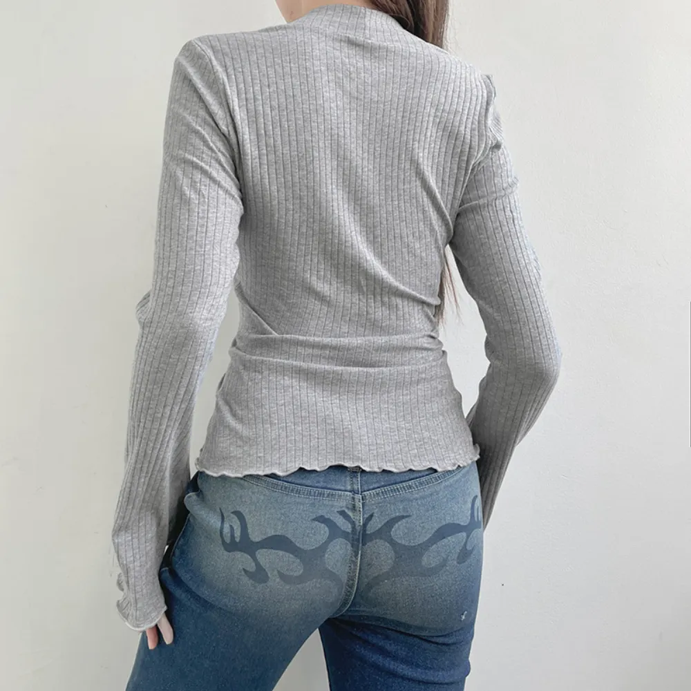 Women's Square Neck Panel Long Sleeve