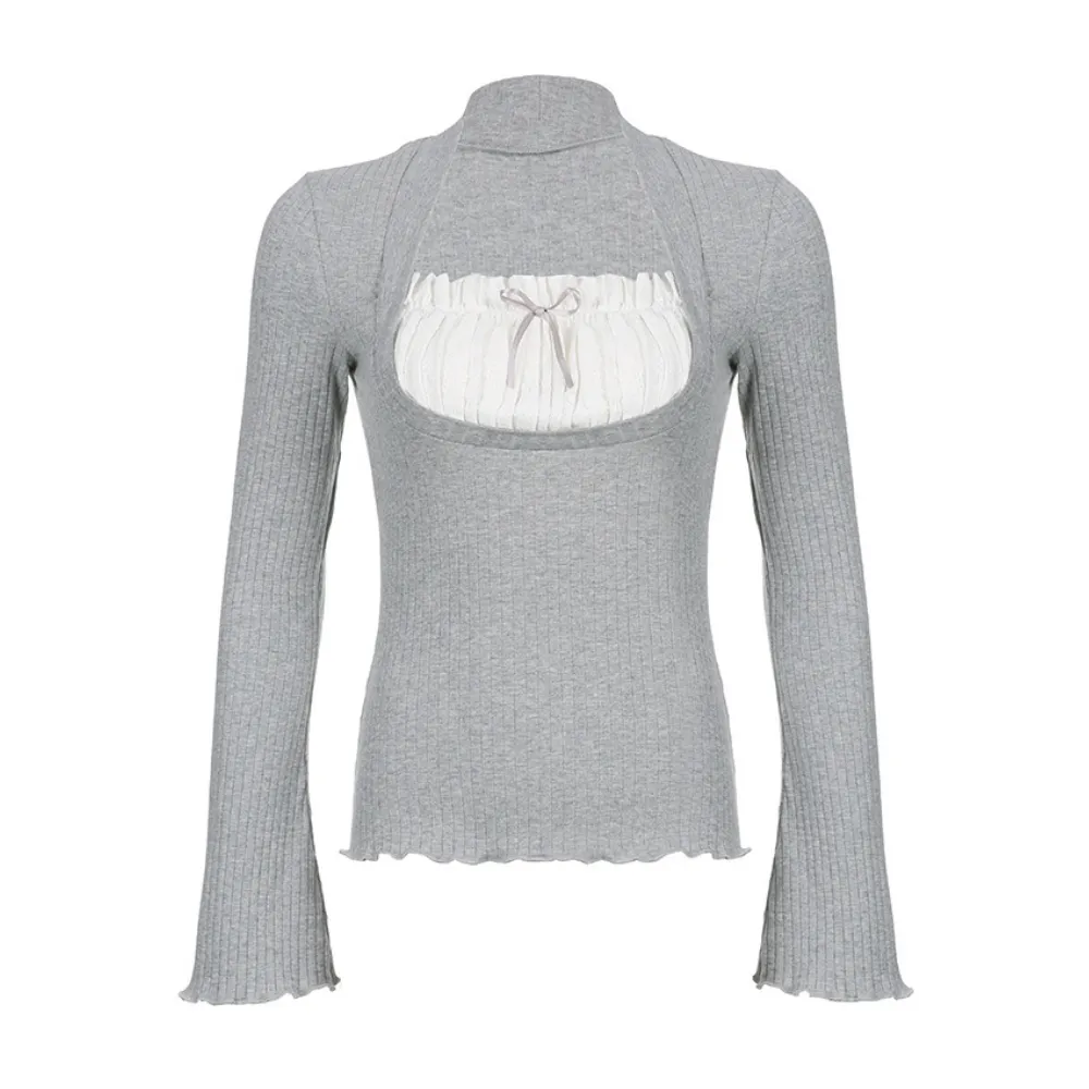Women's Square Neck Panel Long Sleeve