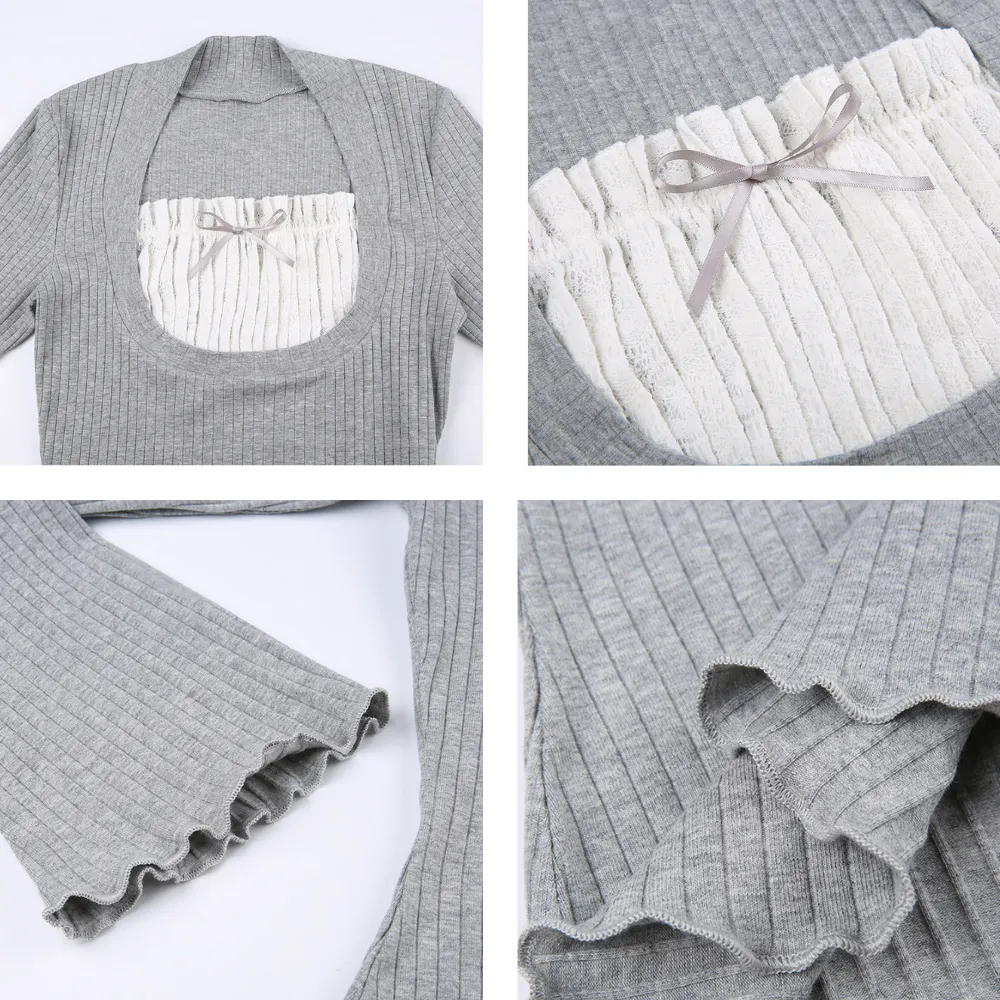 Women's Square Neck Panel Long Sleeve