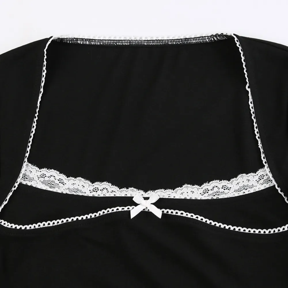 Women's Square Neck Slim Long Sleeve