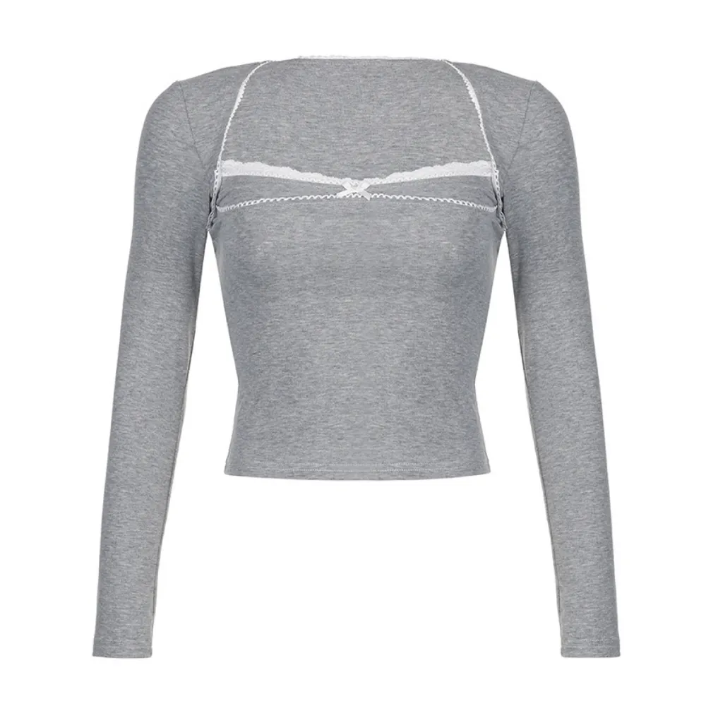 Women's Square Neck Slim Long Sleeve