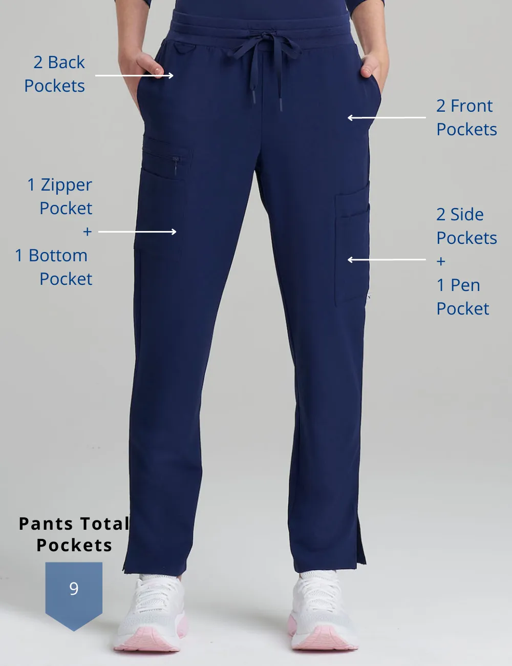 Womens Straight Leg Scrub Pants - Navy