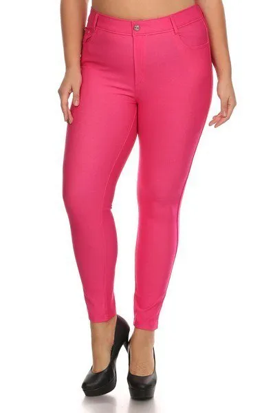 Women's Stretchy Cotton-Blend Jeggings with 5 Pockets- Regular and Plus