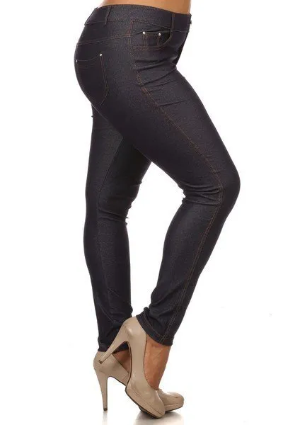 Women's Stretchy Cotton-Blend Jeggings with 5 Pockets- Regular and Plus