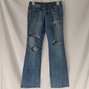 Women's Vintage Y2K Distressed Ripped Denim Flared Boot cut Medium Wash Jeans