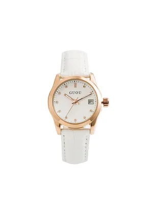 Women's Watch calendar dial Luminous Rhinestone Leather elegant watch