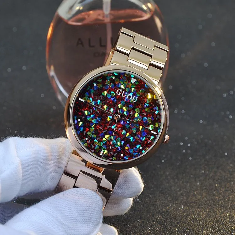 Women's Watch starry sky rhinestone rose gold starry embellishment dial stainless steel strap elegant watch