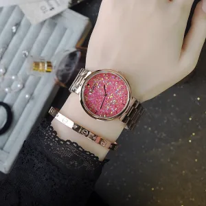 Women's Watch starry sky rhinestone rose gold starry embellishment dial stainless steel strap elegant watch