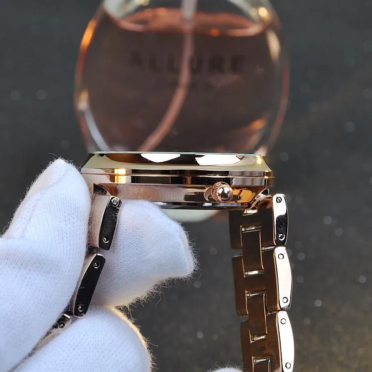 Women's Watch starry sky rhinestone rose gold starry embellishment dial stainless steel strap elegant watch