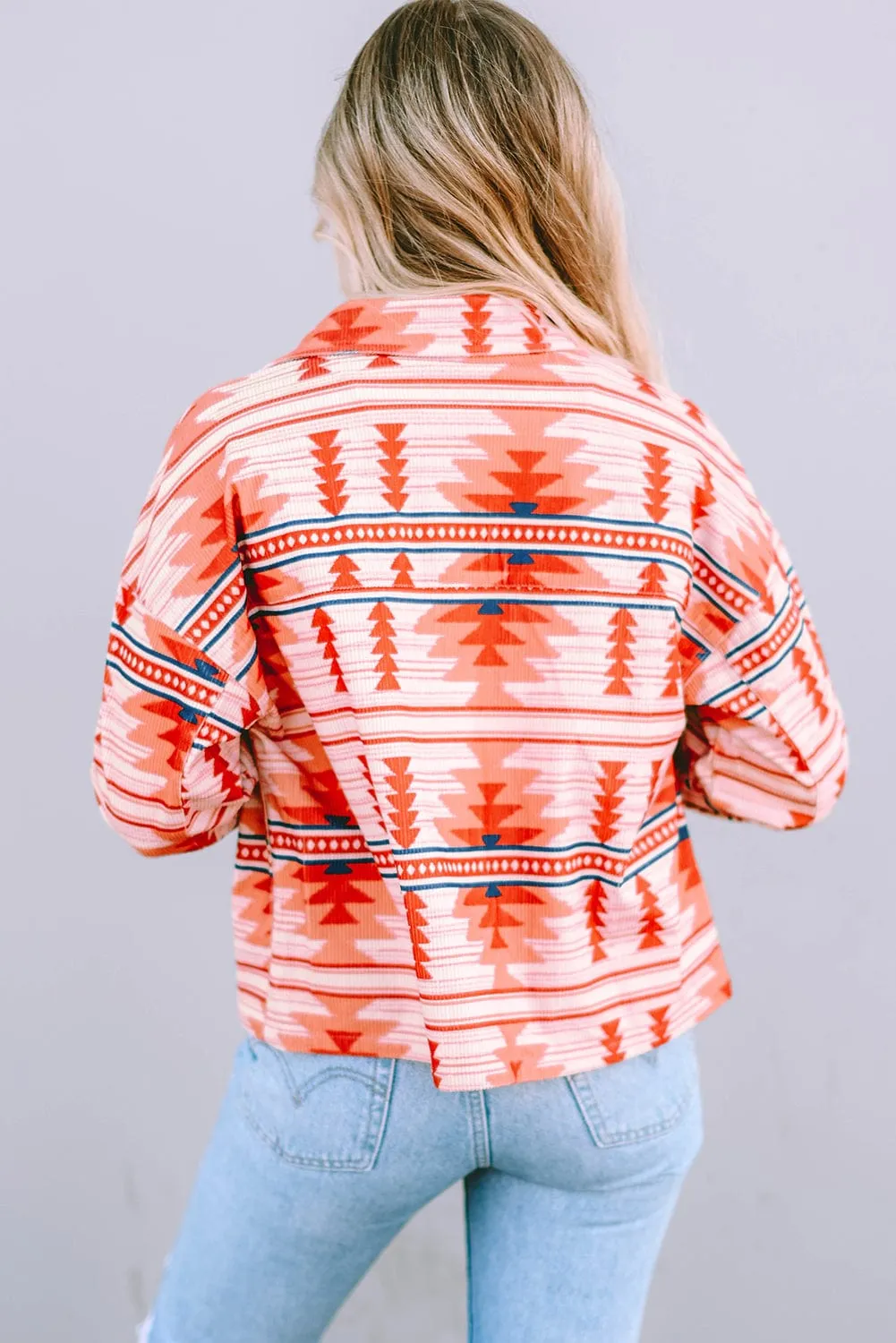 Women's Western Red & White Corduroy Jacket
