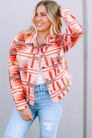 Women's Western Red & White Corduroy Jacket