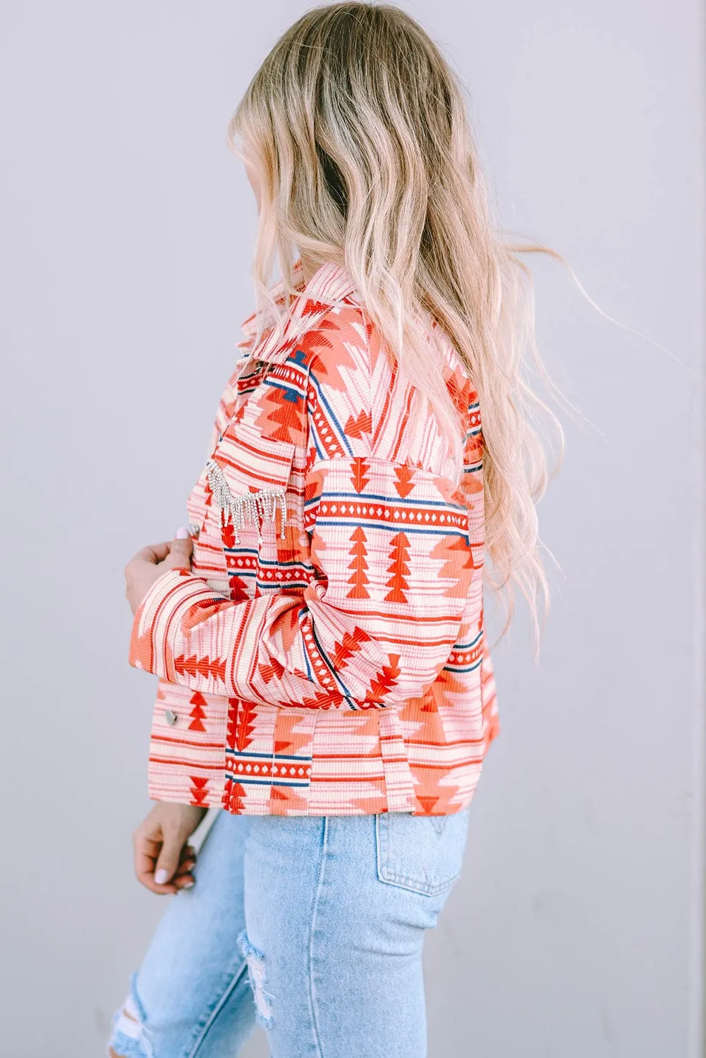 Women's Western Red & White Corduroy Jacket