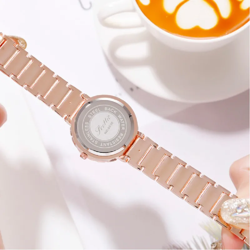 Women's Wristwatch Irregular Mirror purple large dial stainless steel strap elegant watch
