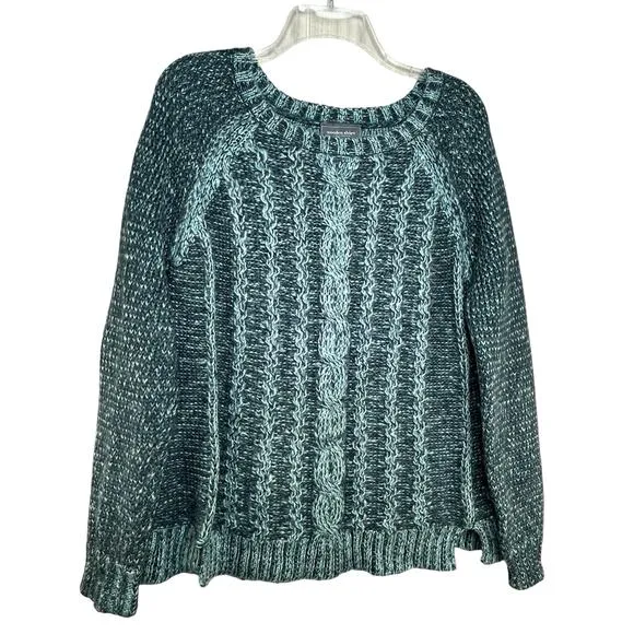 Wooden Ships Cable Knit Sweater Size S M Teal Pullover Mohair Wool Blend