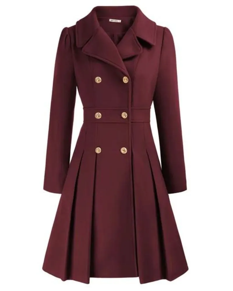 Woolen Aura™ | Women's Pleated Wool Coat | Warm, Stylish Design with Elegant Pleats & Cozy Fit