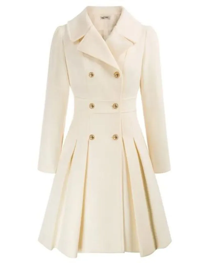 Woolen Aura™ | Women's Pleated Wool Coat | Warm, Stylish Design with Elegant Pleats & Cozy Fit