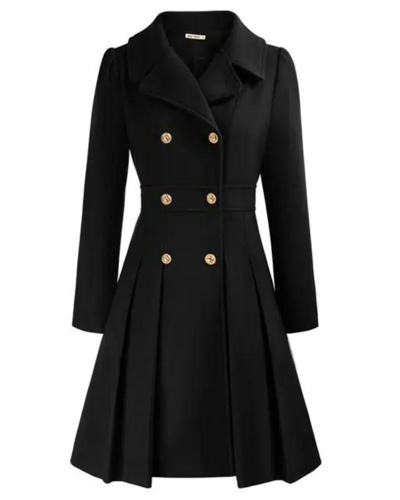 Woolen Aura™ | Women's Pleated Wool Coat | Warm, Stylish Design with Elegant Pleats & Cozy Fit