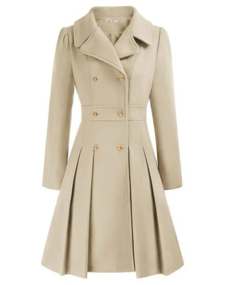 Woolen Aura™ | Women's Pleated Wool Coat | Warm, Stylish Design with Elegant Pleats & Cozy Fit